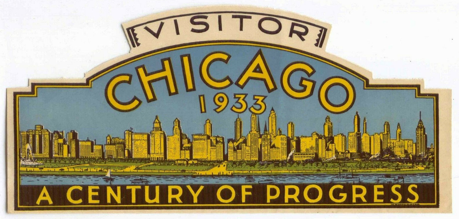 (image for) Illinois (3) Chicago Visitor 1933 A Century of Progress Vintage Vacation Stickers